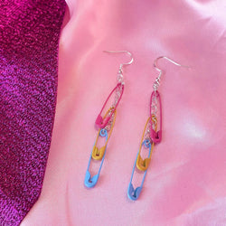 Pansexual pride flag safety pin earrings Leftbians