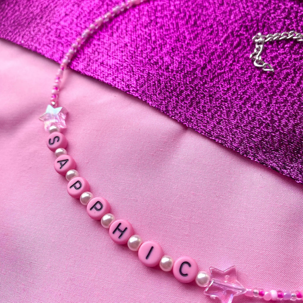 Pink SAPPHIC beaded necklace Leftbians