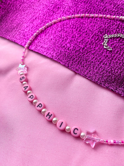 Pink SAPPHIC beaded necklace