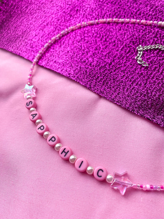 Pink SAPPHIC beaded necklace