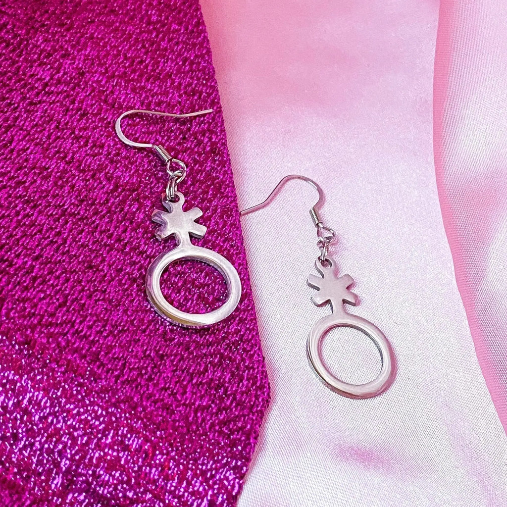 Non binary stainless steel earrings Leftbians