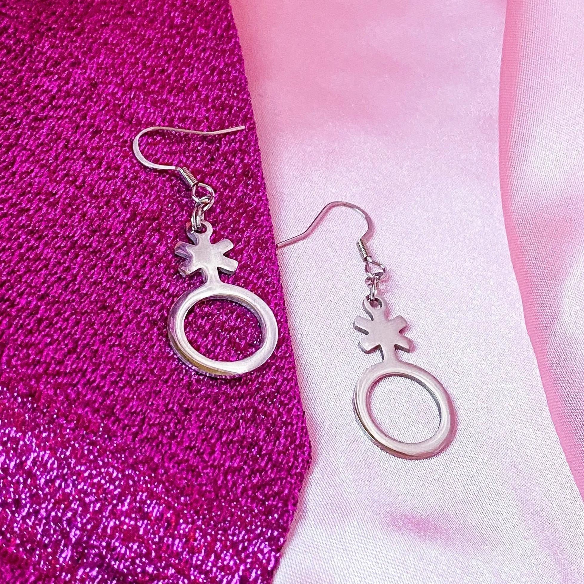 Non binary stainless steel earrings Leftbians