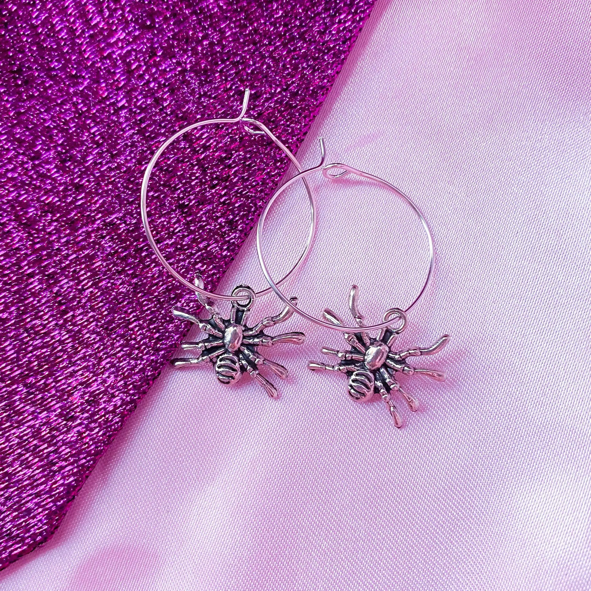 Spider hoop earrings, halloween earrings Leftbians