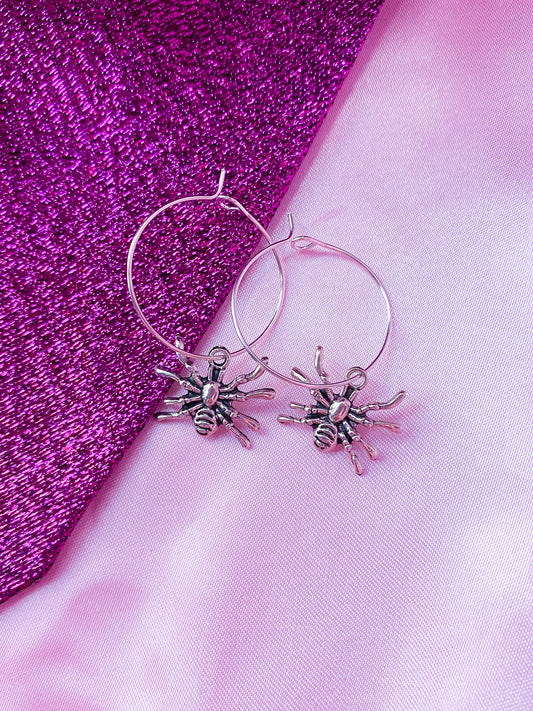 Spider hoop earrings, halloween earrings