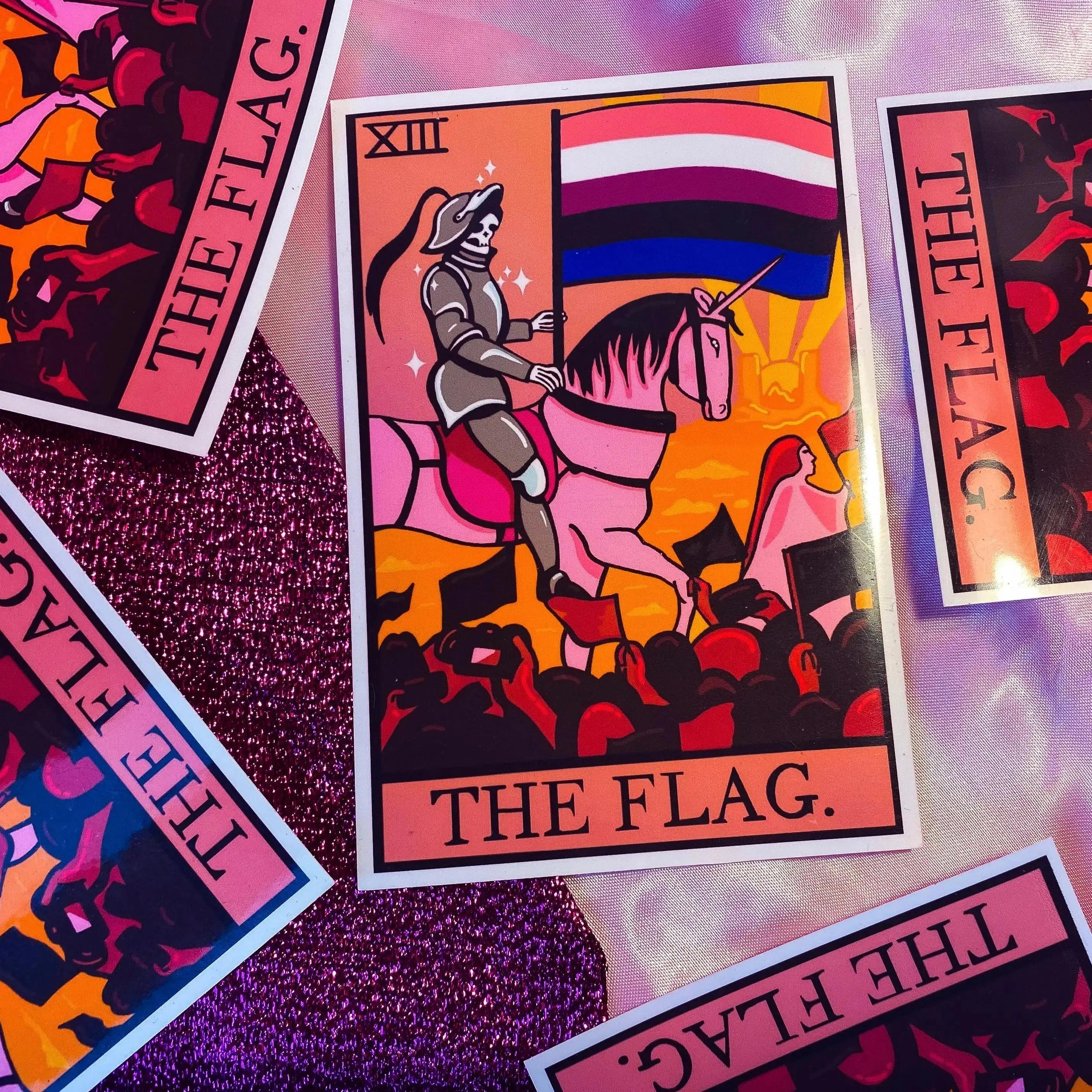Genderfluid pride flag tarot card sticker Leftbians