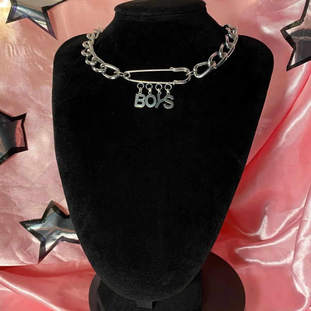 BOYS kilt pin chunky chain choker necklace Leftbians