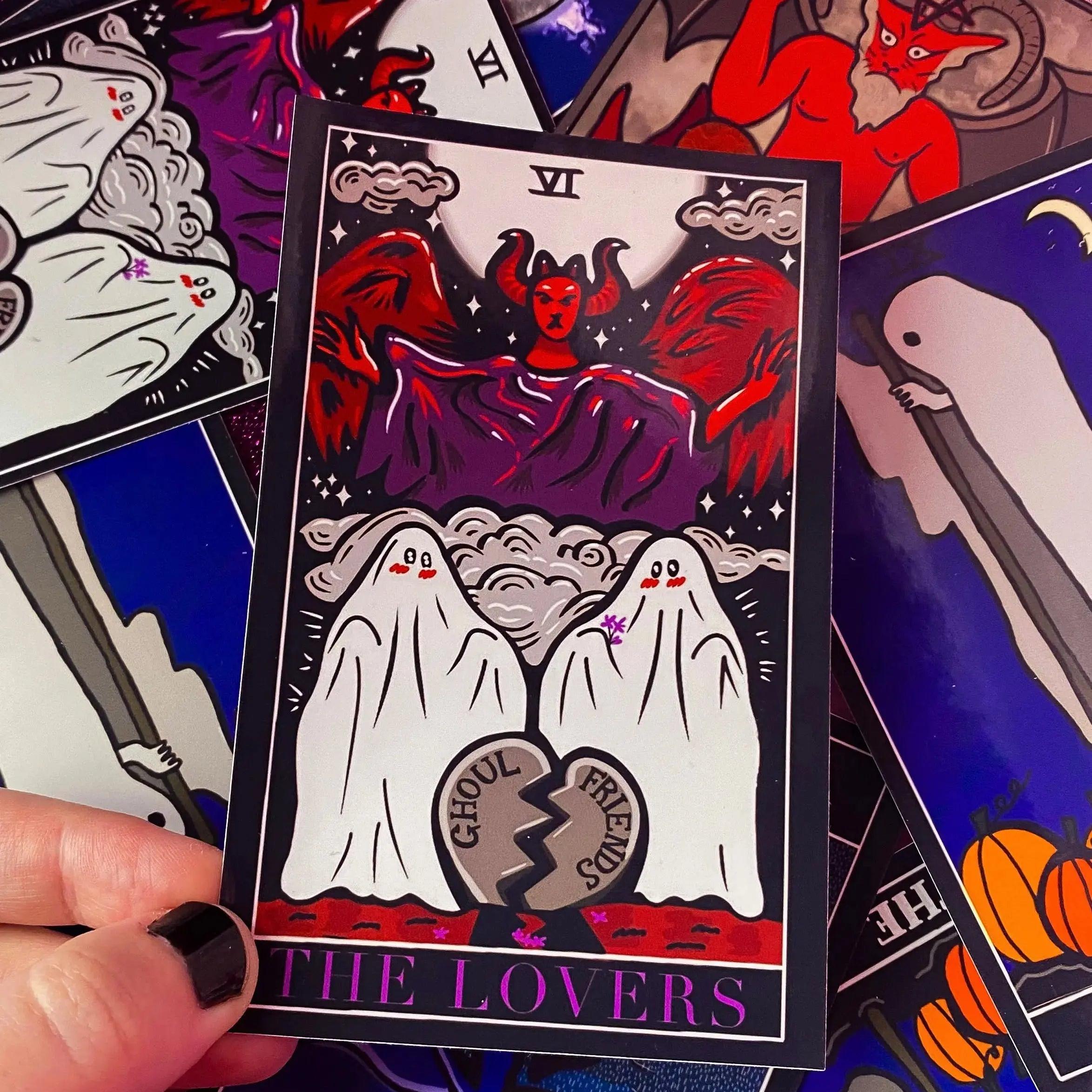The lovers tarot card sticker, halloween sapphic sticker Leftbians