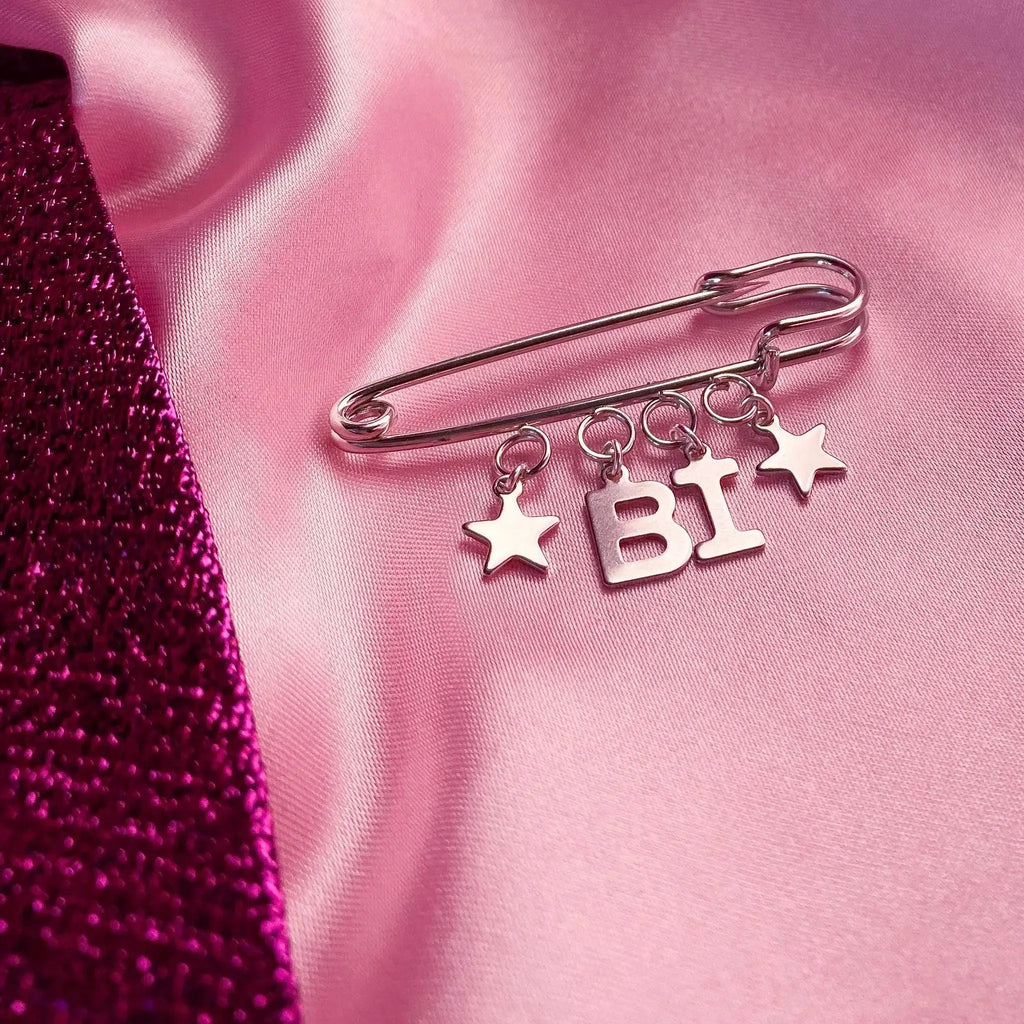 BI letter charm word kilt pin brooch Leftbians