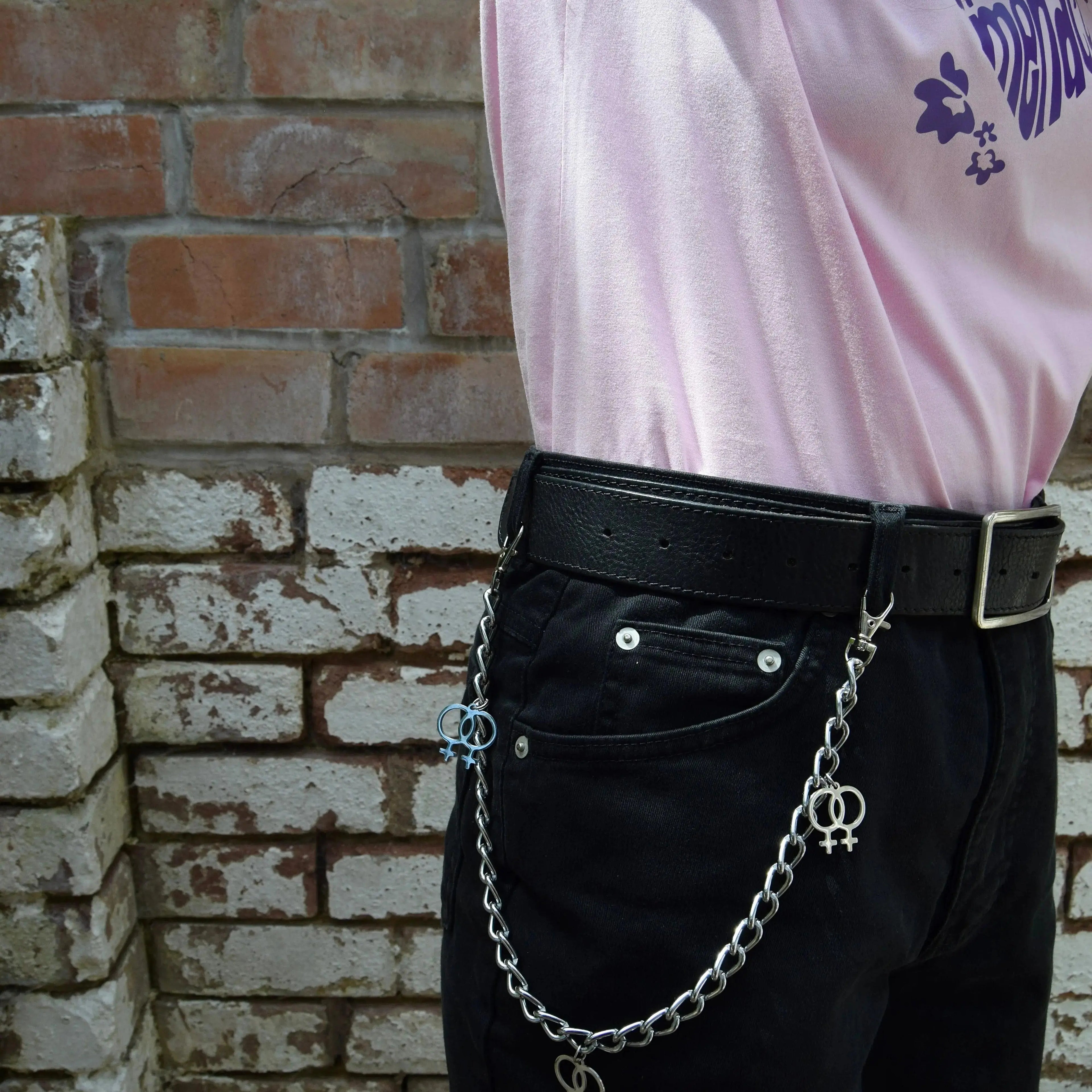 Jean chain with multiple Double Venus symbol charms Leftbians