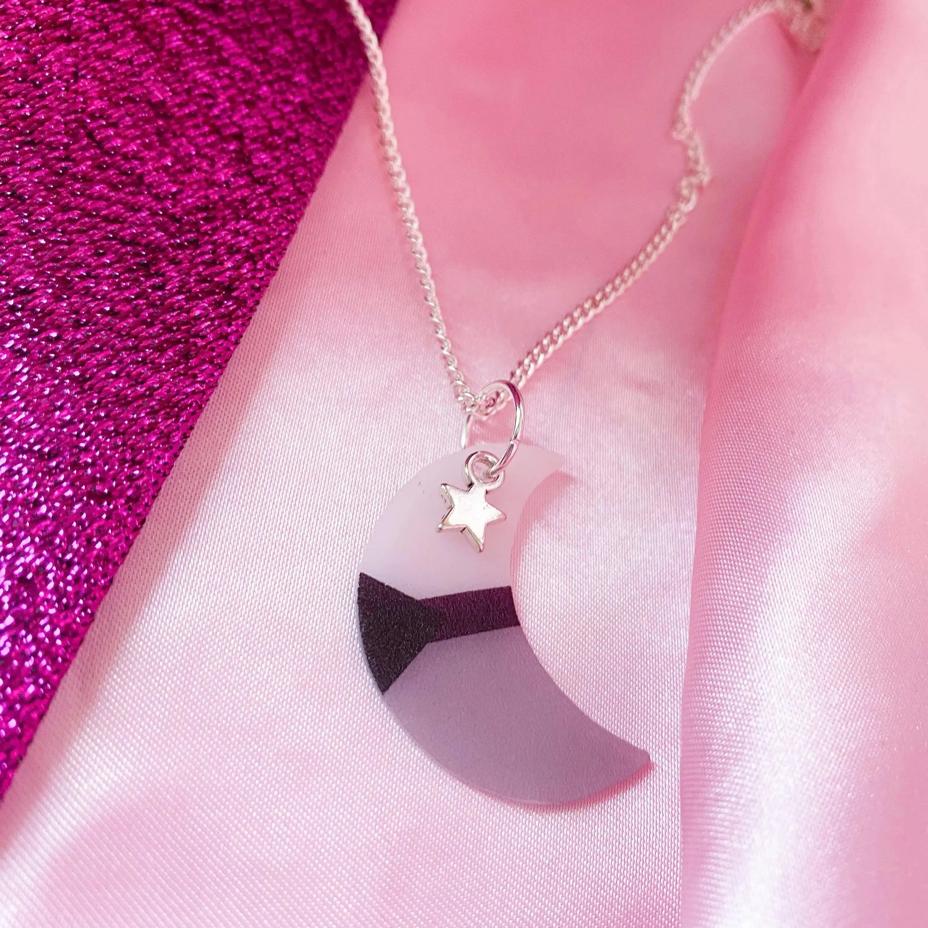 Demisexual pride flag moon necklace Leftbians