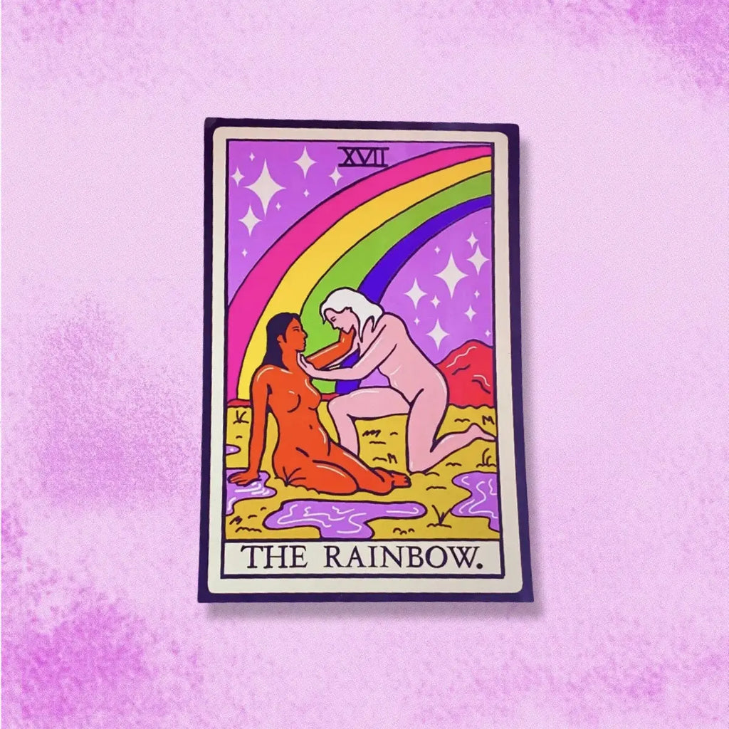 The Rainbow, sapphic lesbian pride tarot card sticker Leftbians