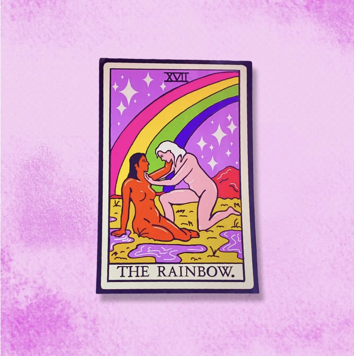 The Rainbow, sapphic lesbian pride tarot card sticker Leftbians
