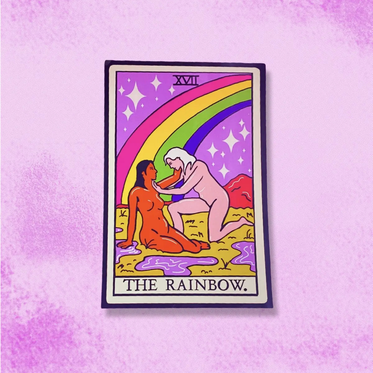 The Rainbow, sapphic lesbian pride tarot card sticker Leftbians