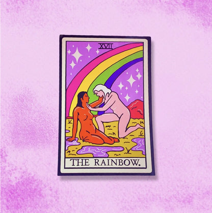 The Rainbow, sapphic lesbian pride tarot card sticker Leftbians