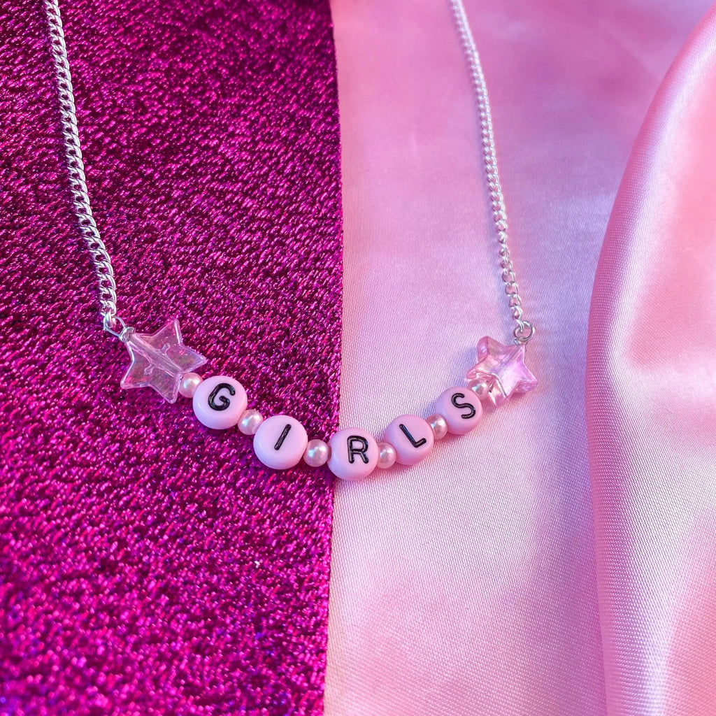 Pink Girls letter bead necklace Leftbians