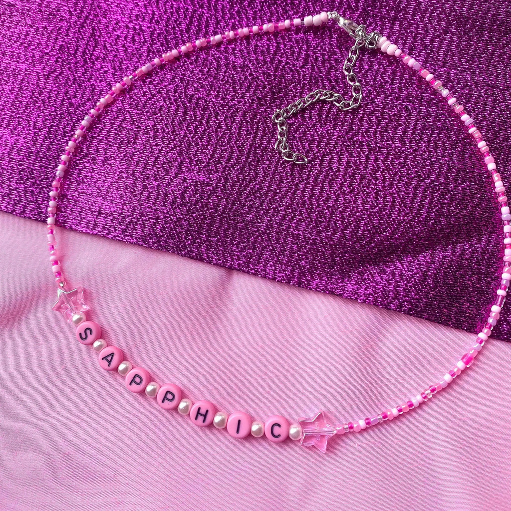 Pink SAPPHIC beaded necklace Leftbians