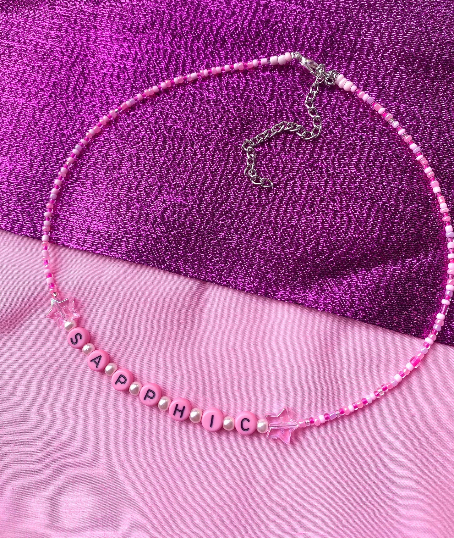 Pink SAPPHIC beaded necklace