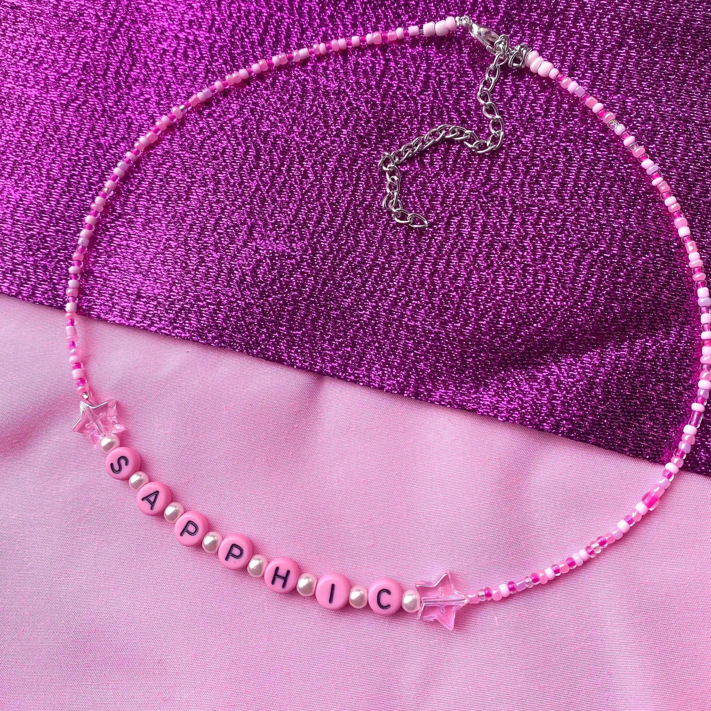 Pink SAPPHIC beaded necklace Leftbians