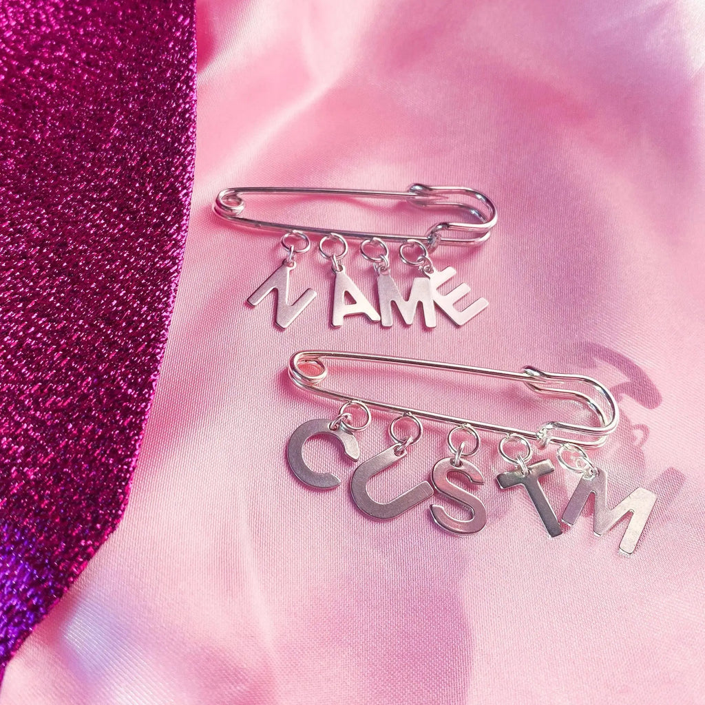 Name / word customisable letter charm word kilt pin brooch Leftbians