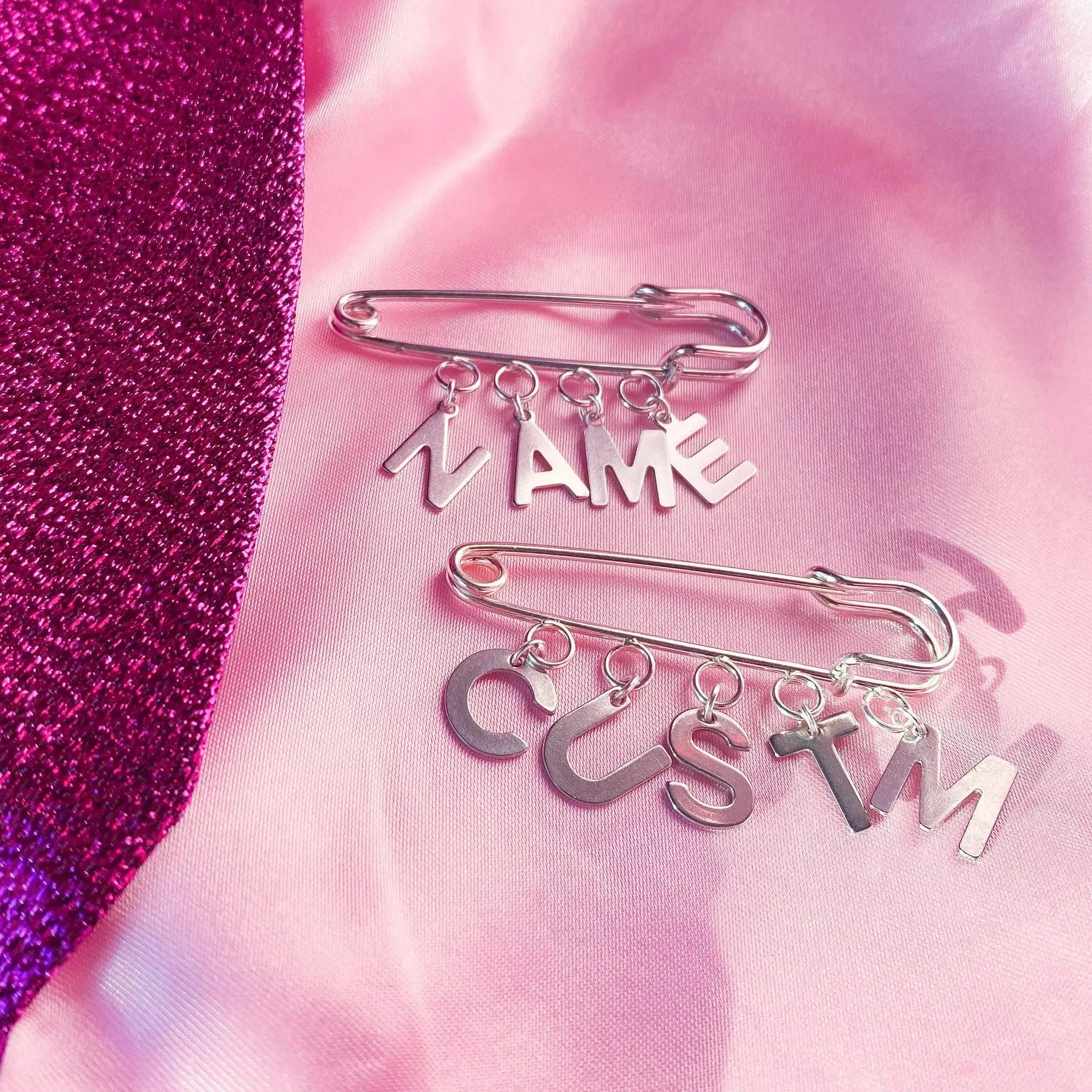 Name / word customisable letter charm word kilt pin brooch Leftbians