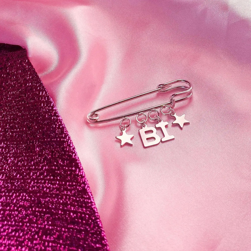 BI letter charm word kilt pin brooch Leftbians