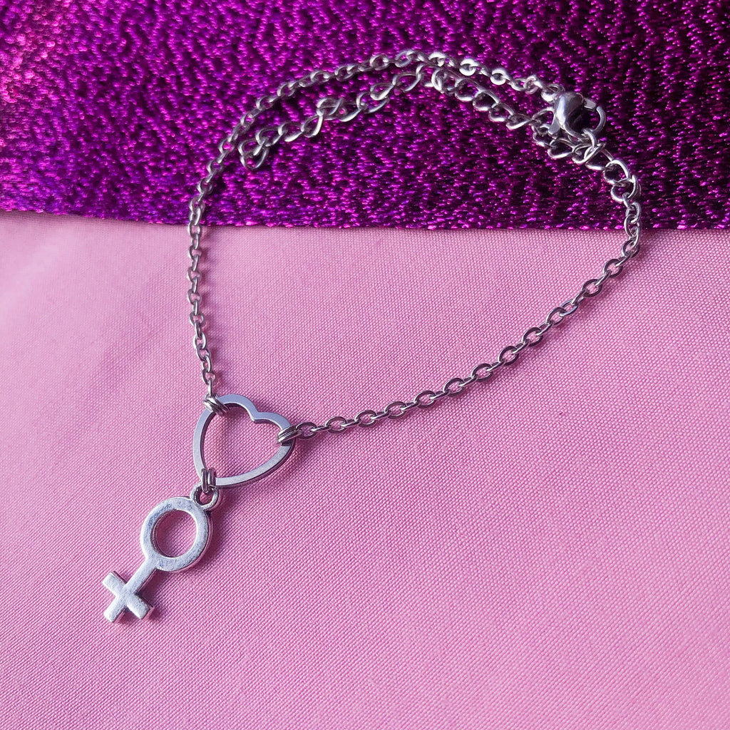 Heart and Venus symbol charm bracelet Leftbians