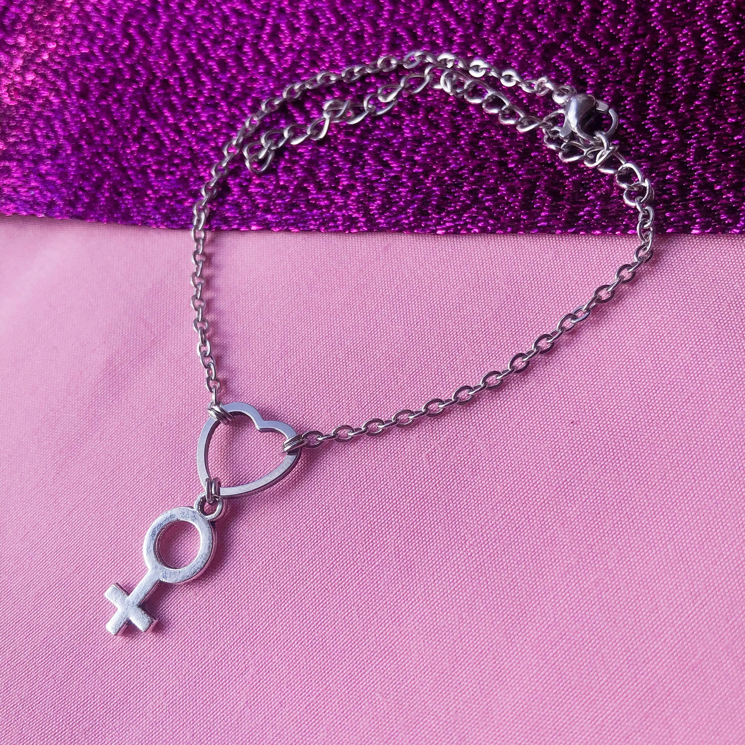 Heart and Venus symbol charm bracelet Leftbians
