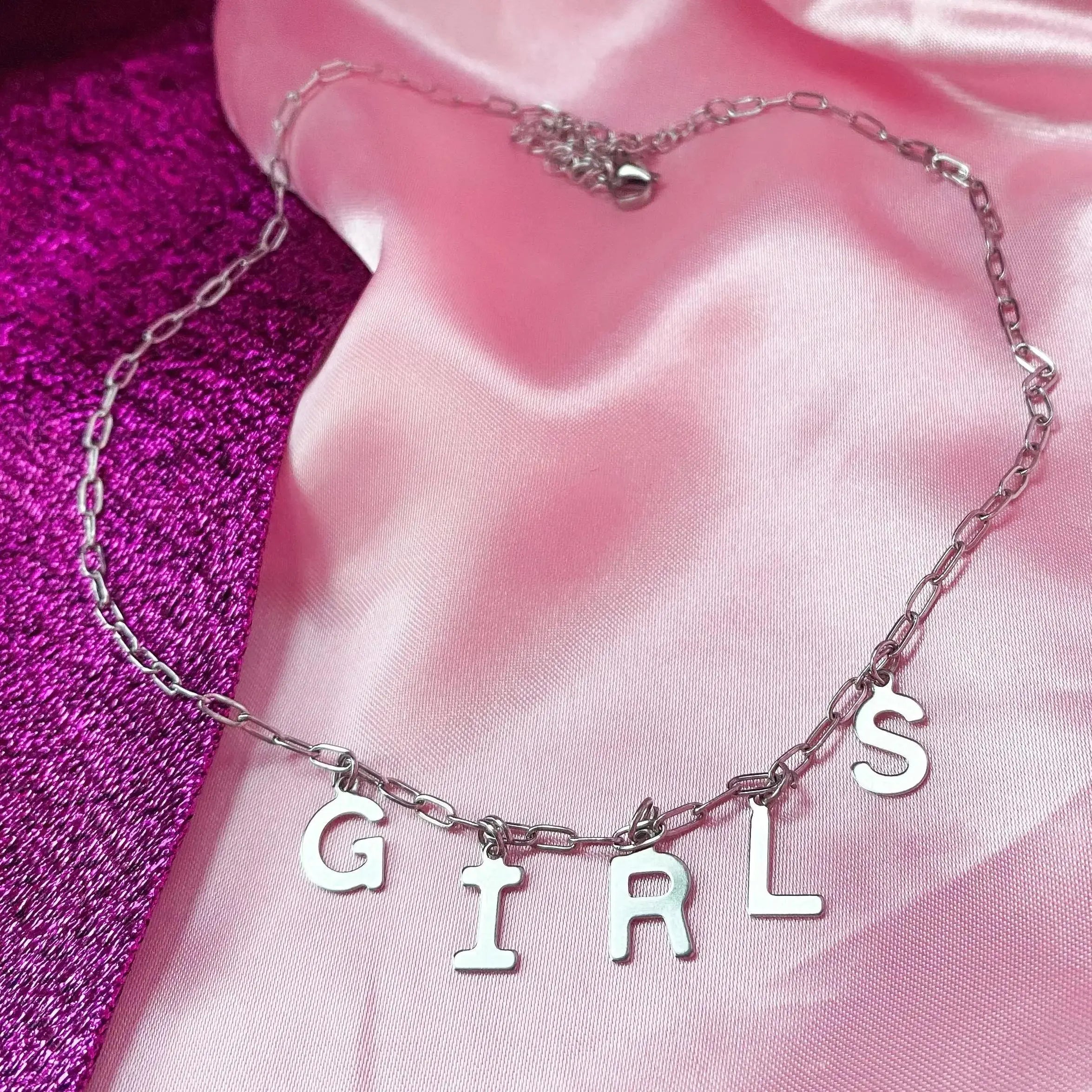 GIRLS lettering necklace, 100% stainless steel Leftbians