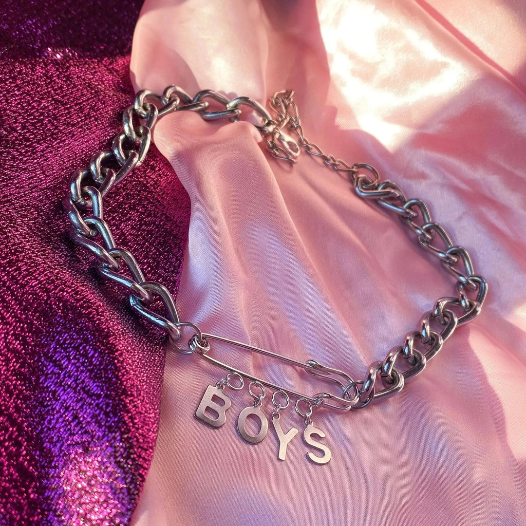 BOYS kilt pin chunky chain choker necklace Leftbians
