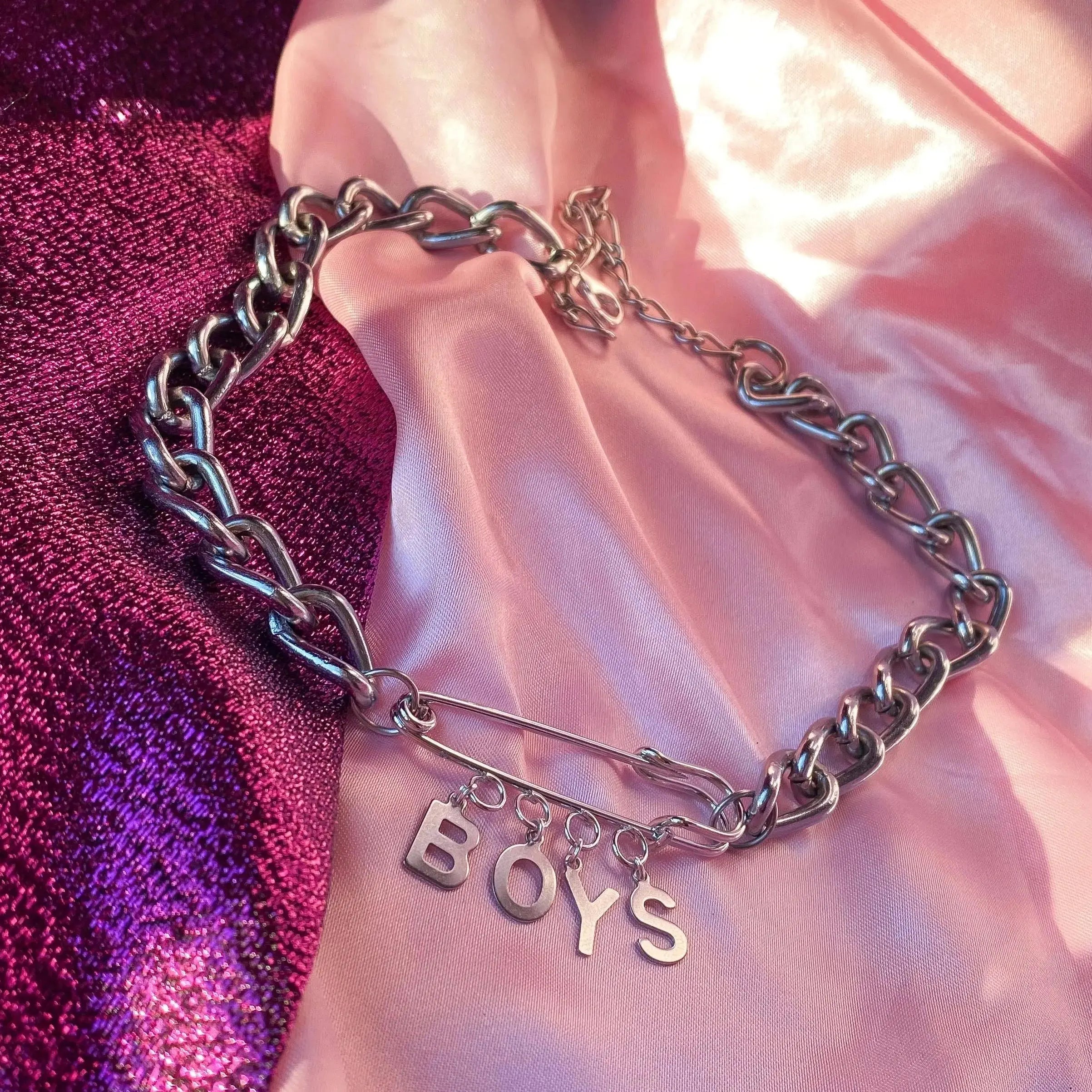 BOYS kilt pin chunky chain choker necklace Leftbians