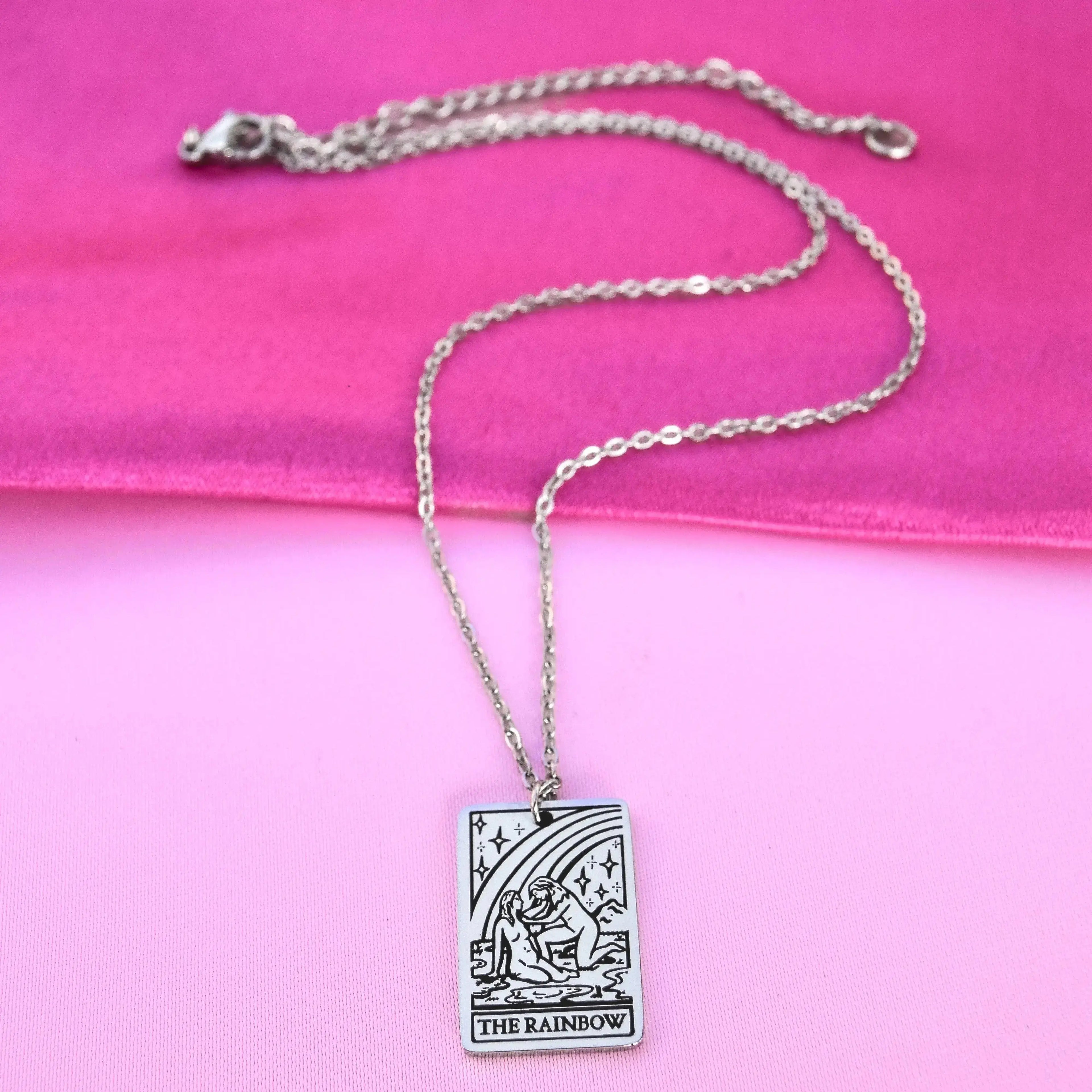 The Rainbow Tarot Card Stainless Steel Necklace Leftbians