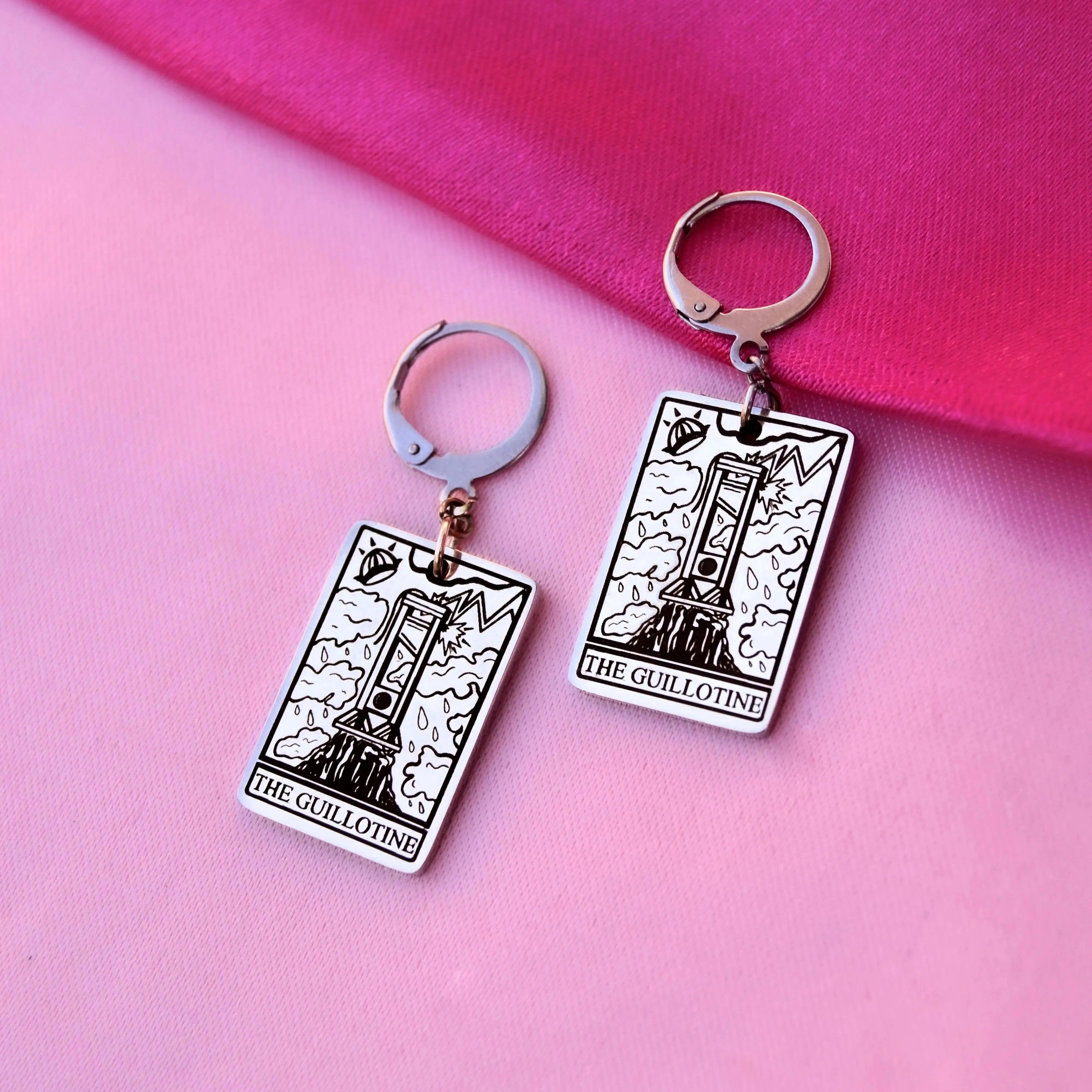 The Guillotine Tarot Card Stainless Steel Earrings Leftbians