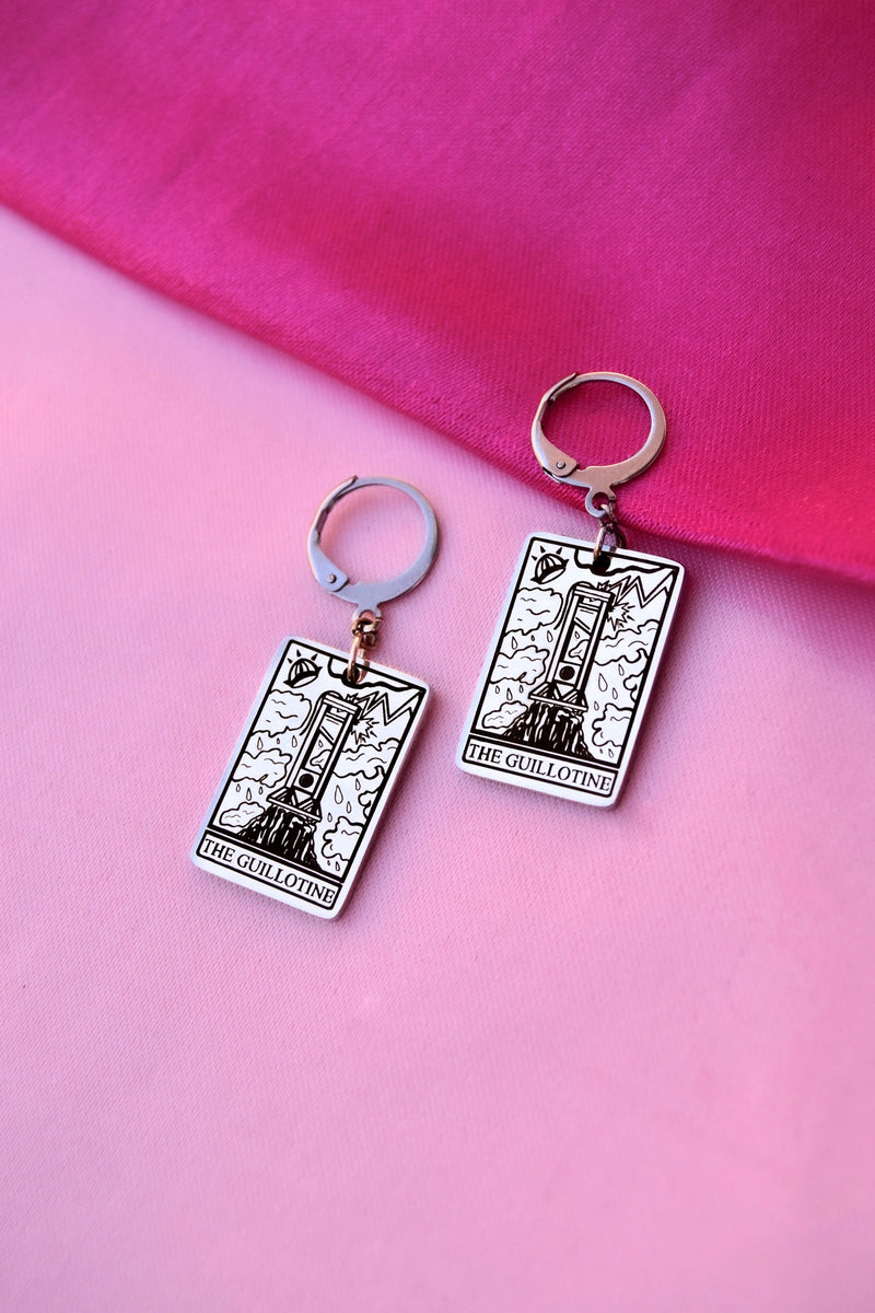 The Guillotine Tarot Card Stainless Steel Earrings Leftbians