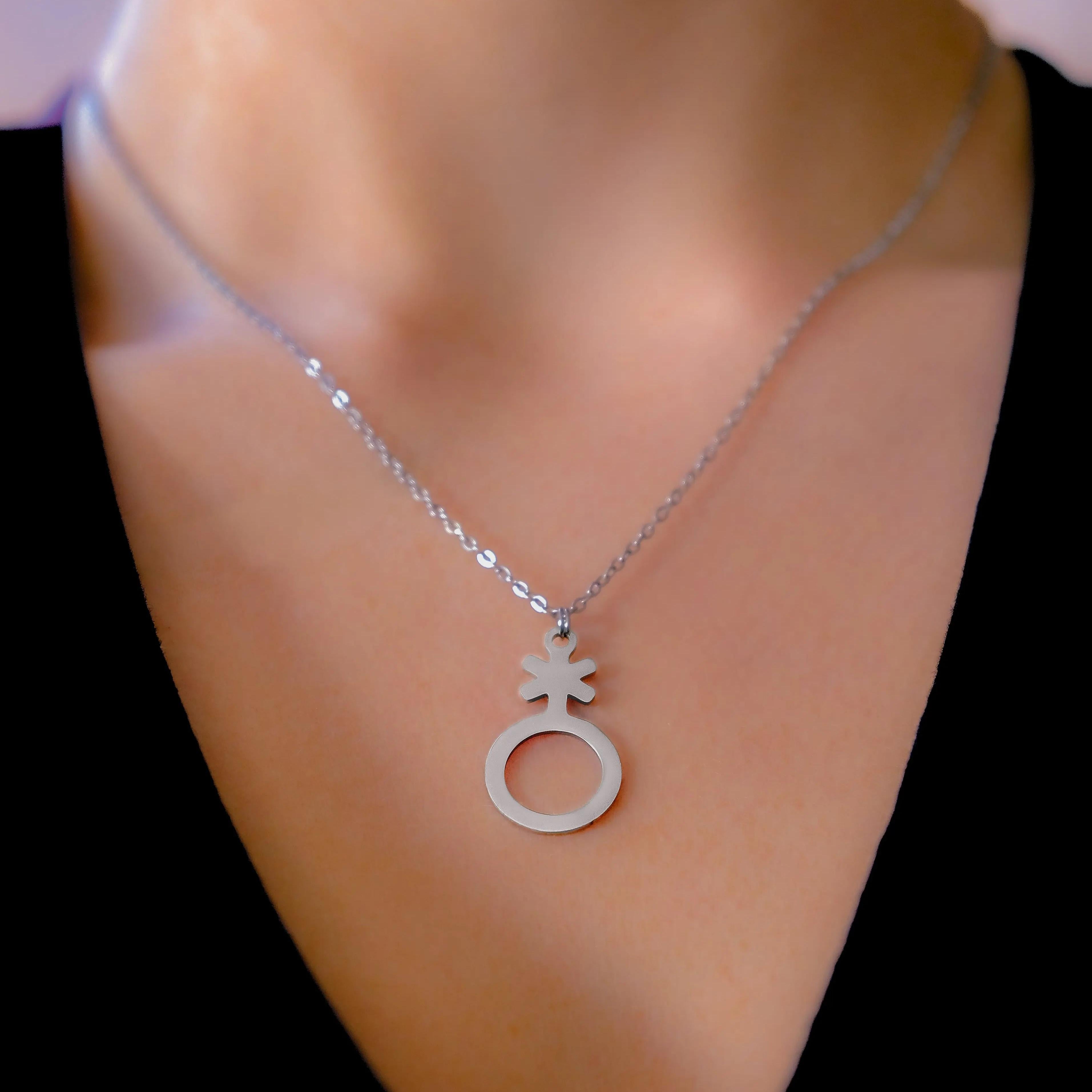 Non binary symbol stainless steel necklace Leftbians