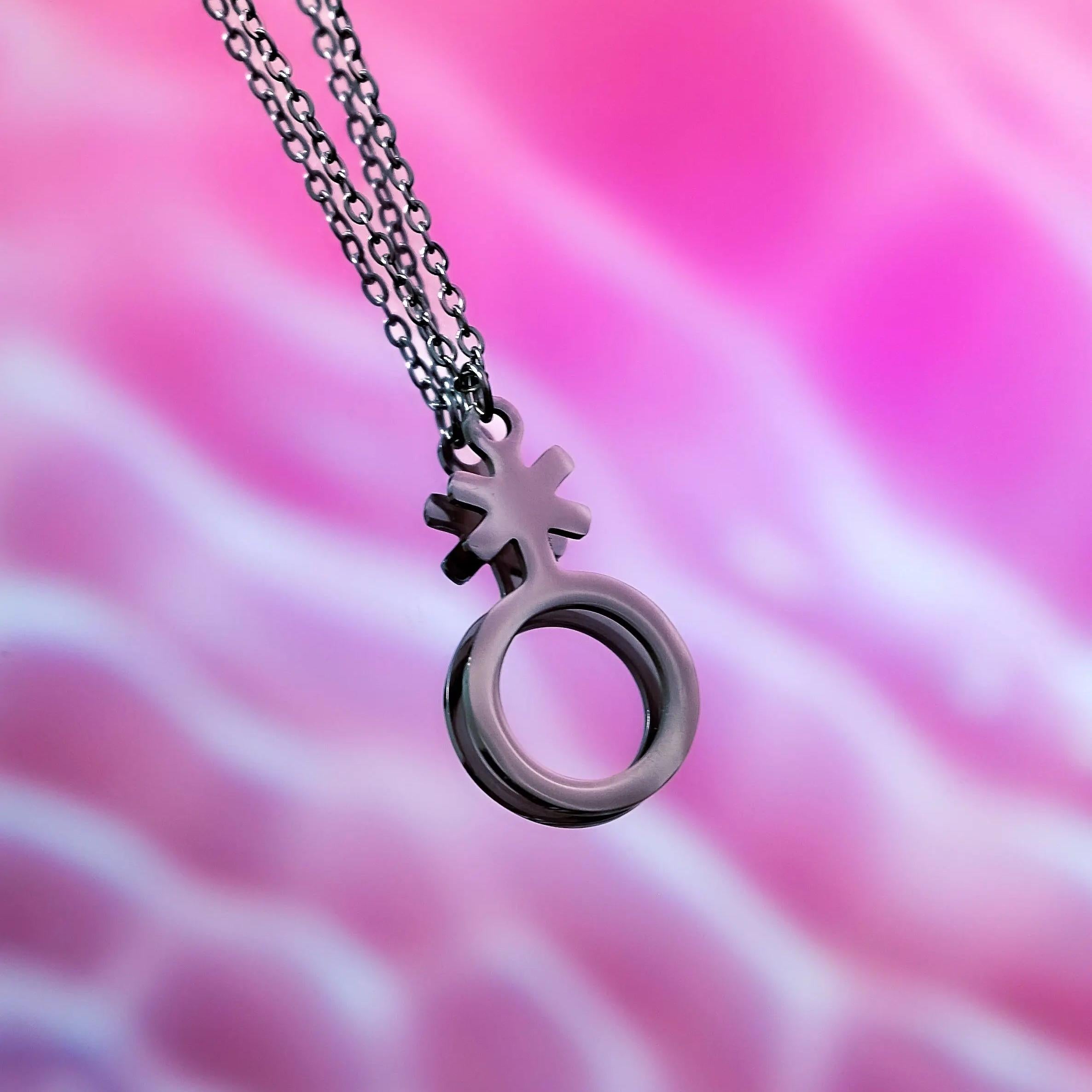 Non binary symbol stainless steel necklace Leftbians
