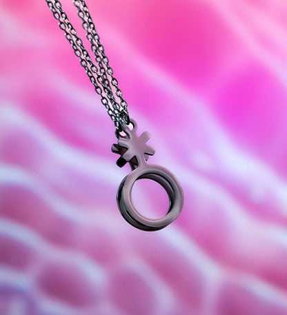 Non binary symbol stainless steel necklace Leftbians