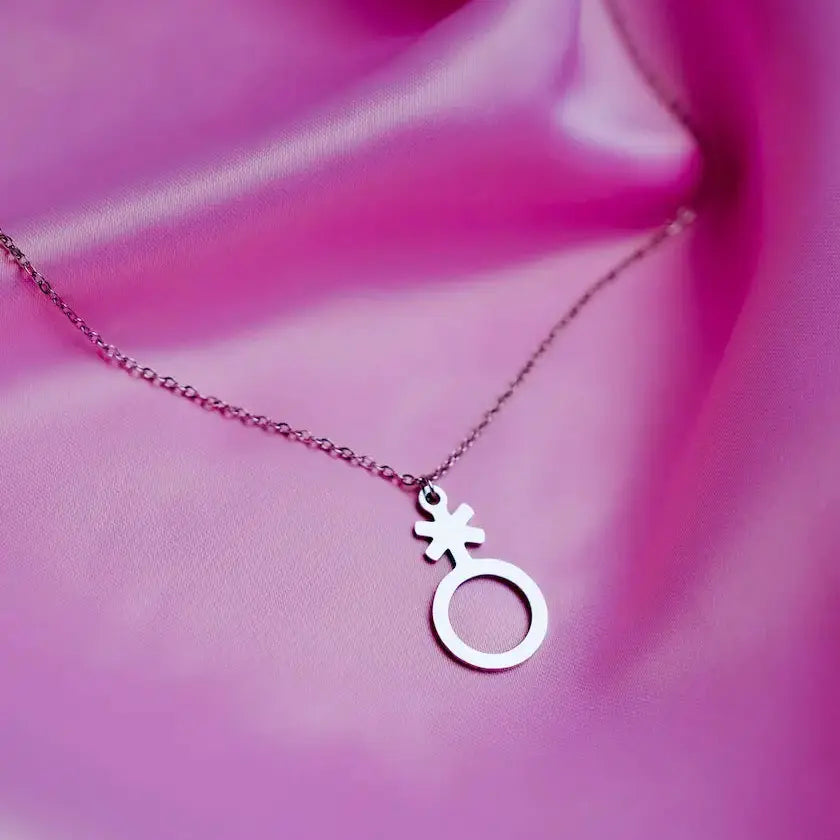 Non binary symbol stainless steel necklace Leftbians
