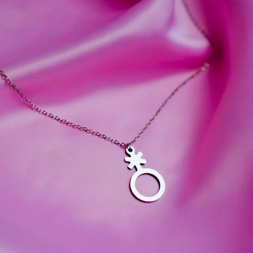 Non binary symbol stainless steel necklace Leftbians