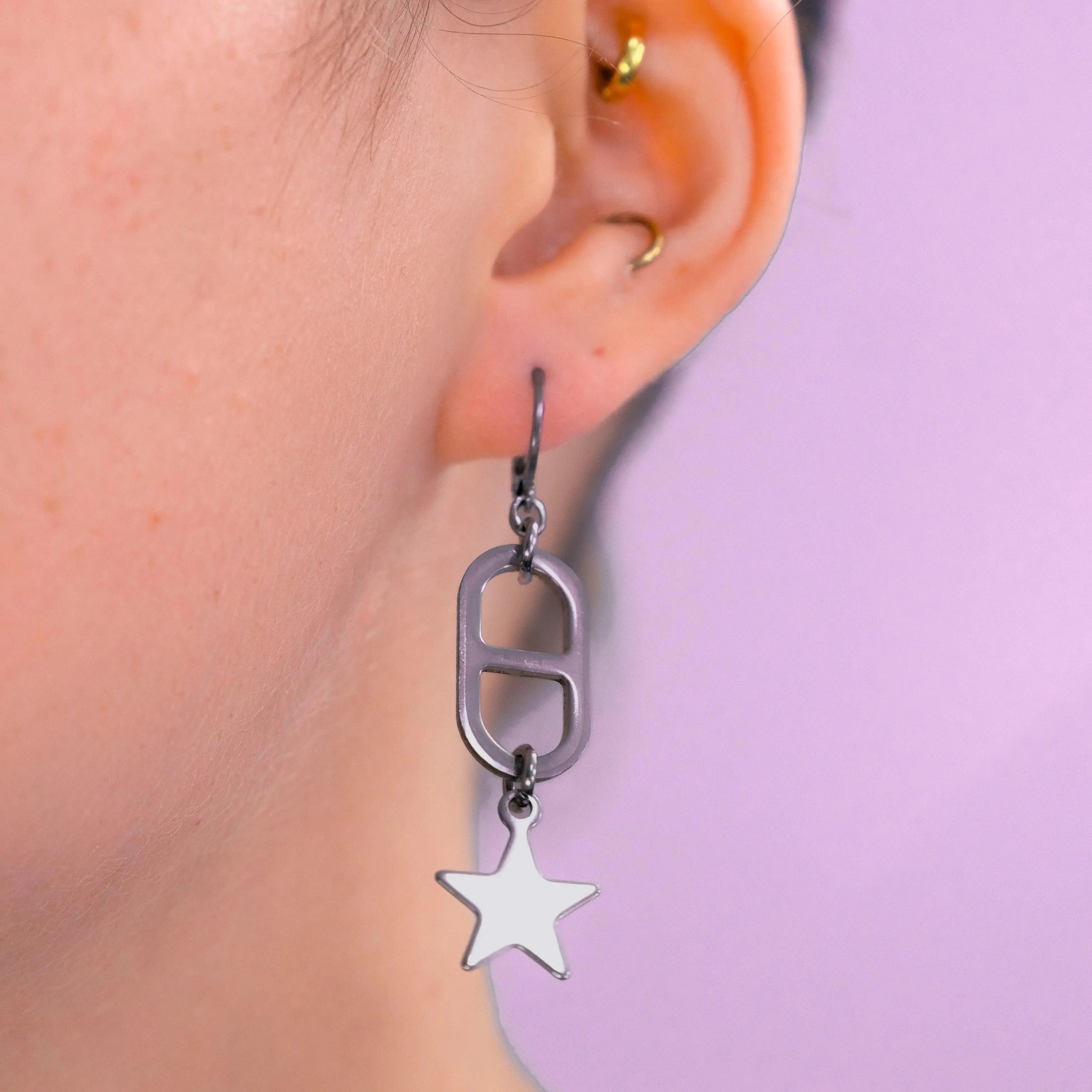 Bottle opener and Star Stainless Steel Earrings Leftbians