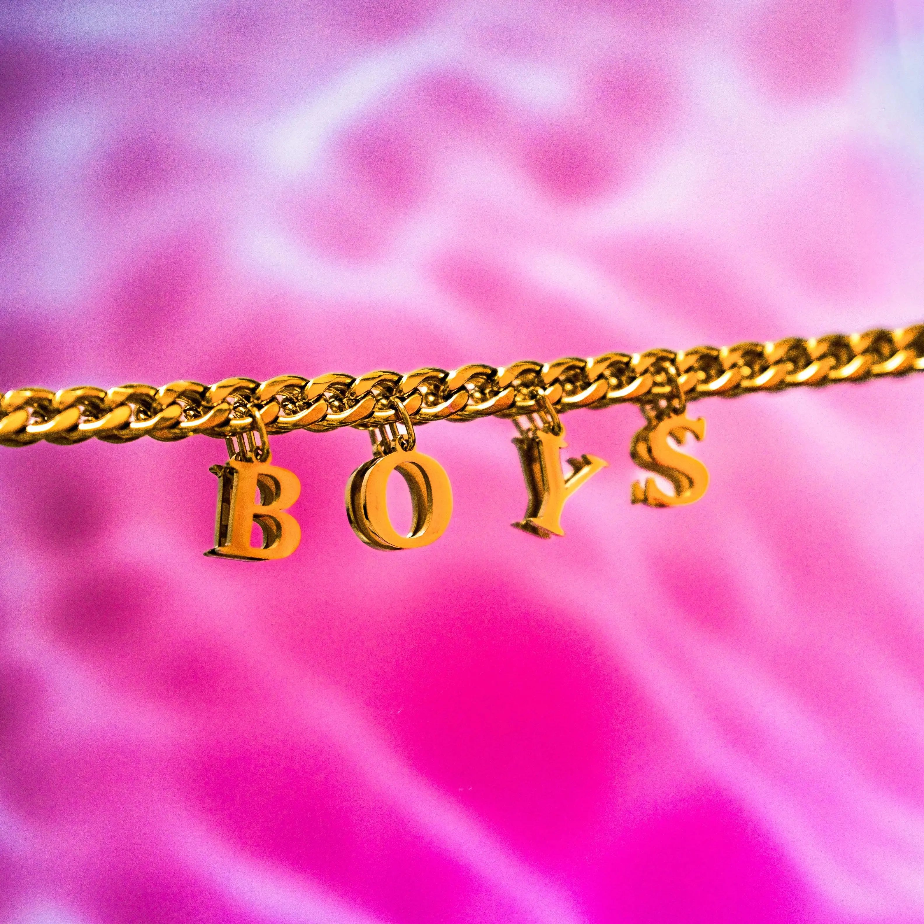 Gold BOYS letter charm chain in 304 stainless steel Leftbians