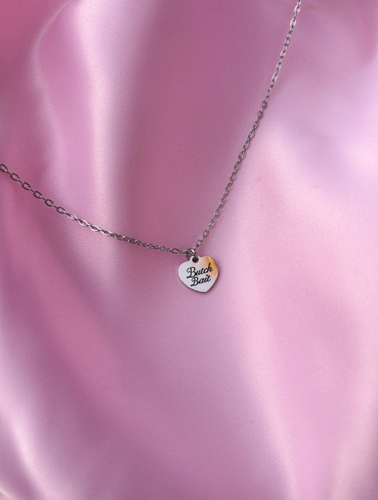Butch Bait love heart engraved necklace in 304 stainless steel Leftbians