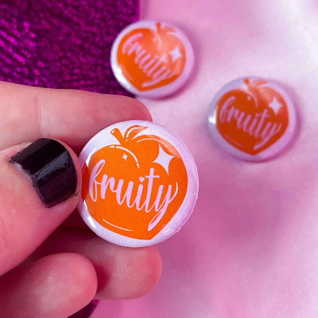 Fruity peach gay pride badge Leftbians