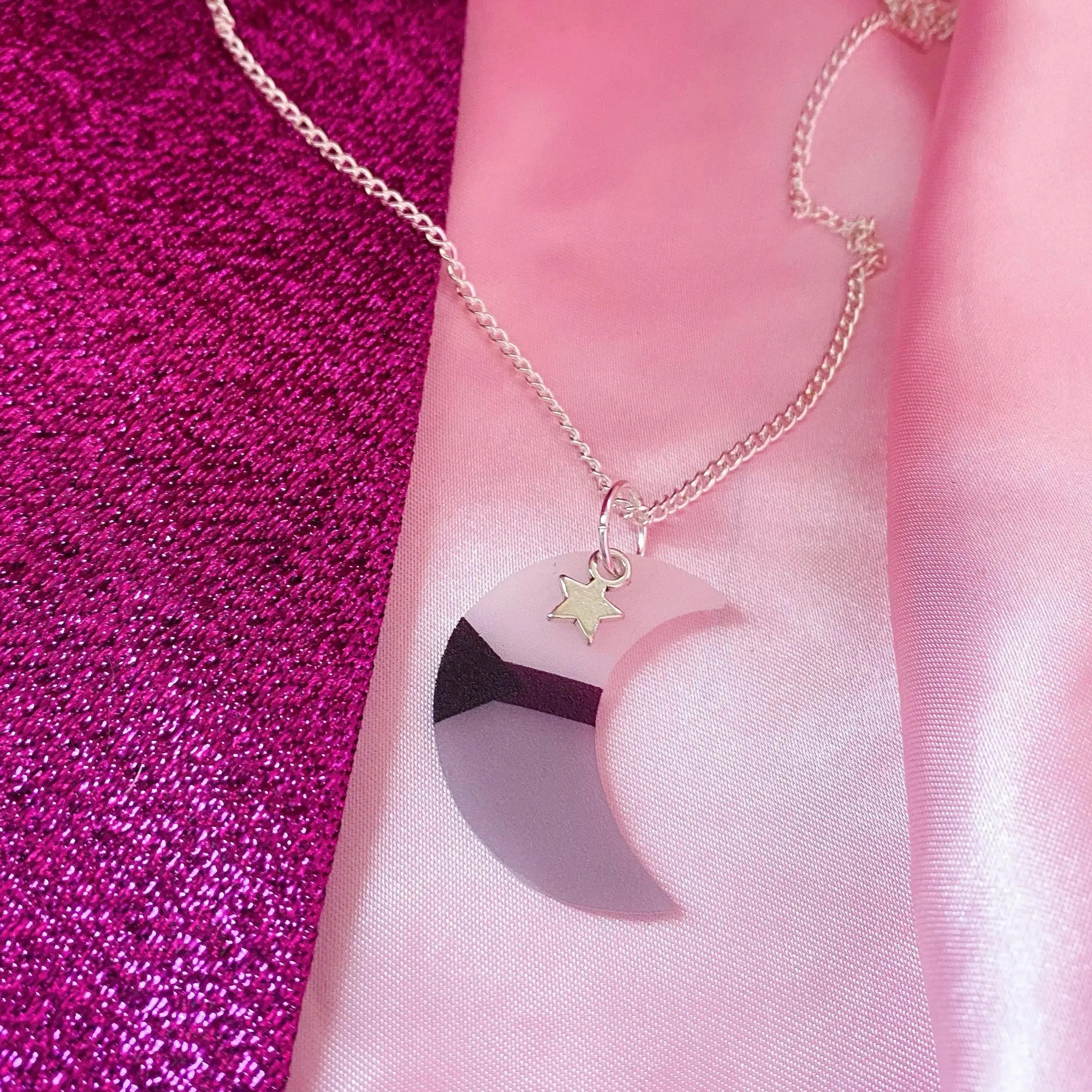 Demisexual pride flag moon necklace Leftbians