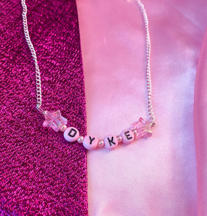 Pink dyke letter bead necklace