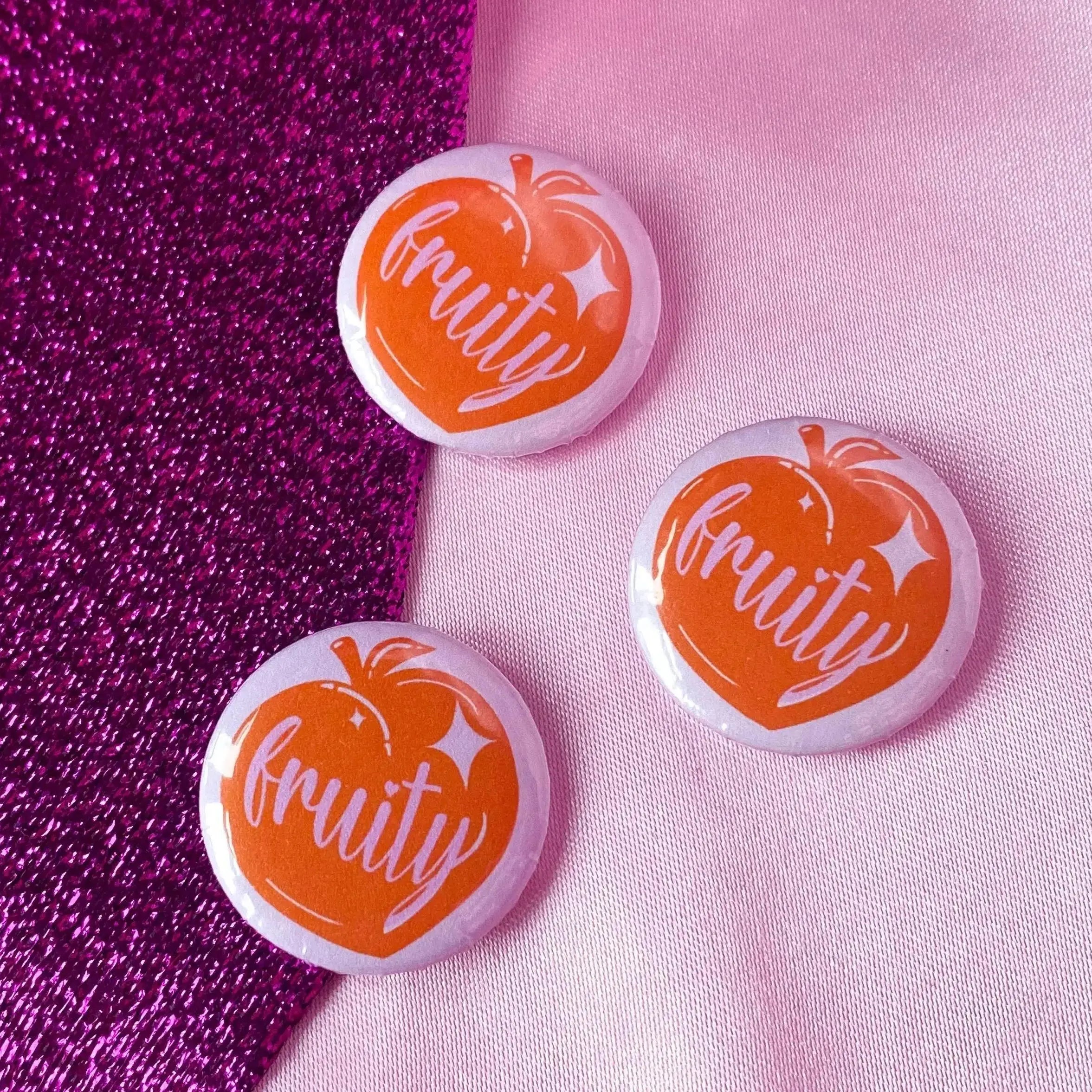 Fruity peach gay pride badge Leftbians
