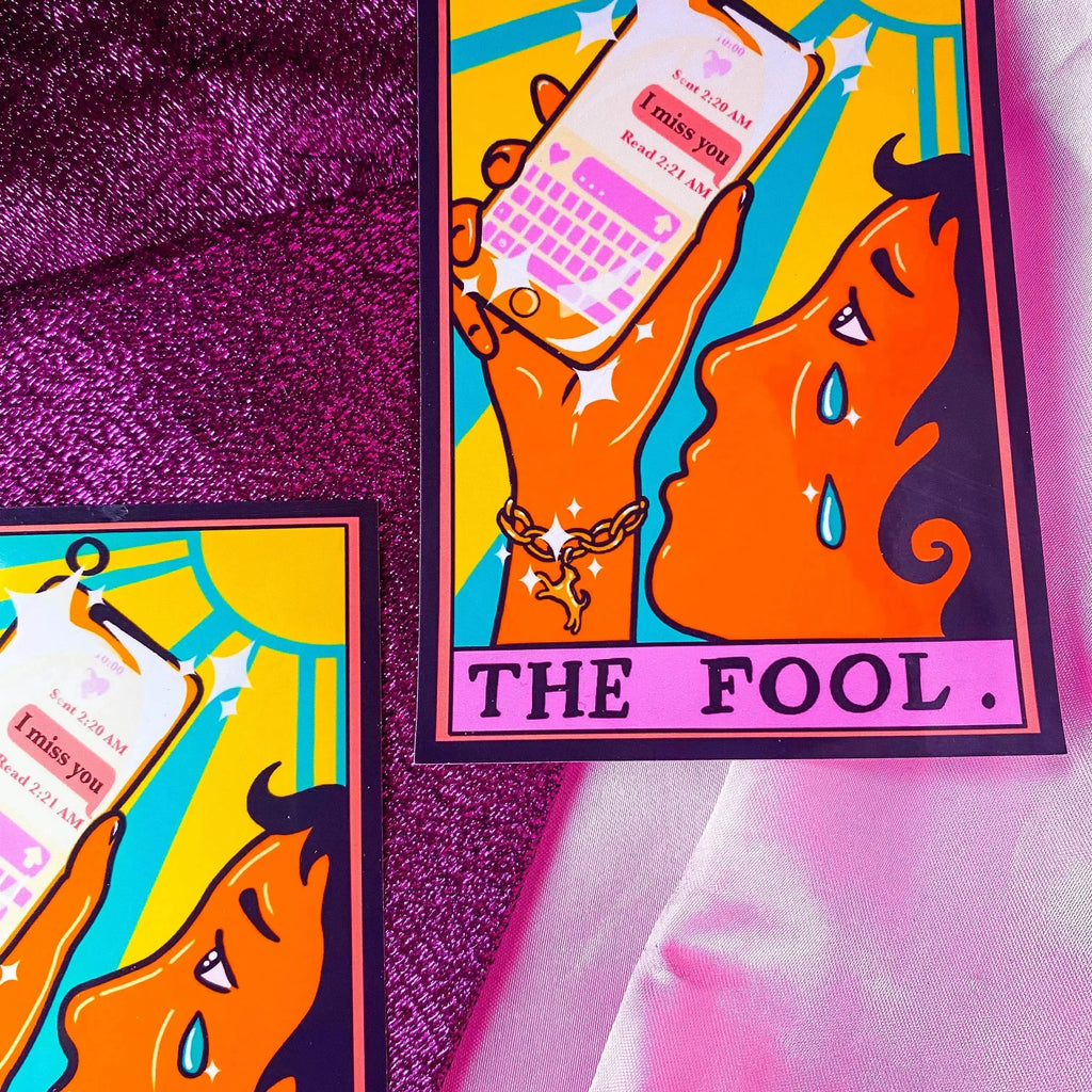 The Fool tarot card sticker Leftbians