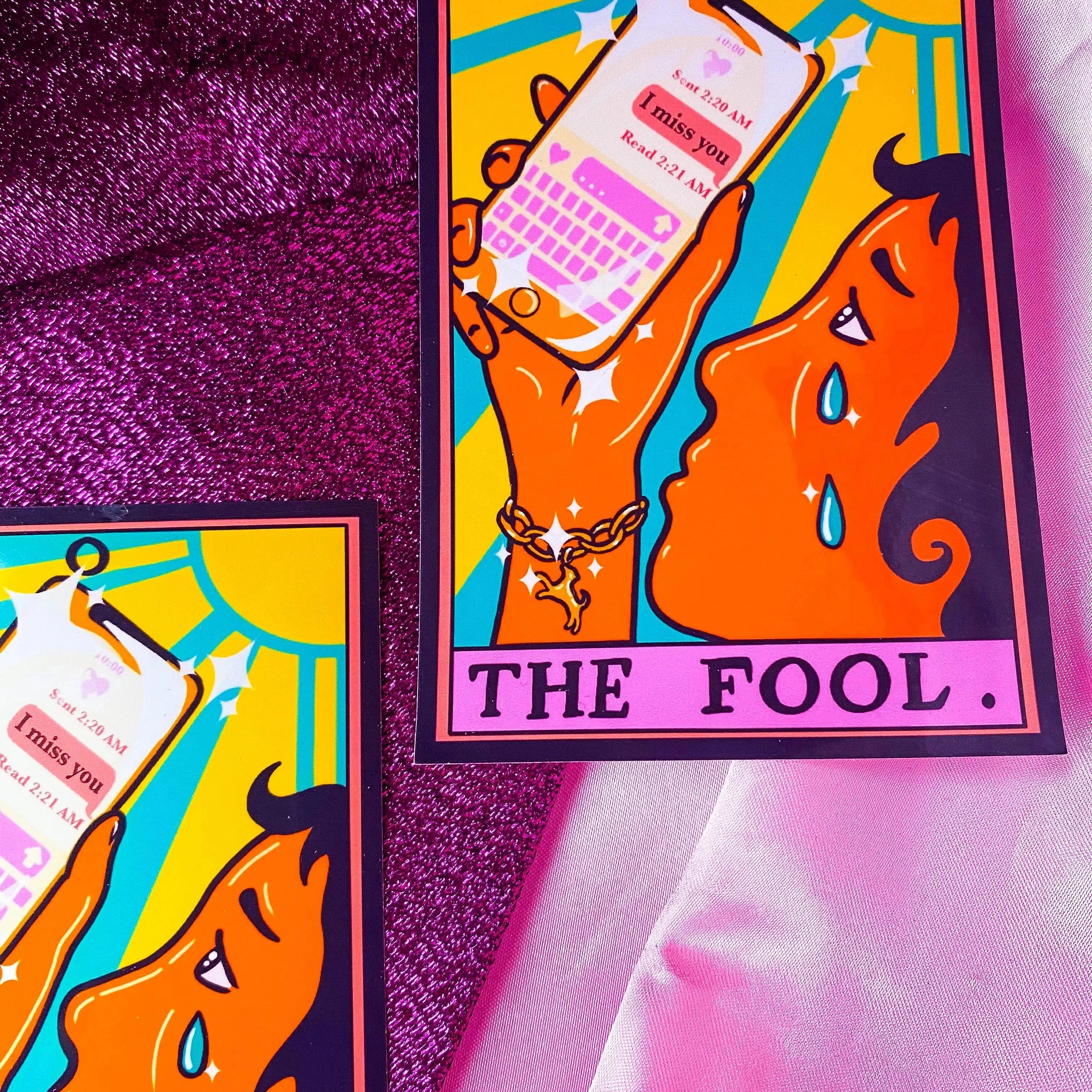 The Fool tarot card sticker Leftbians