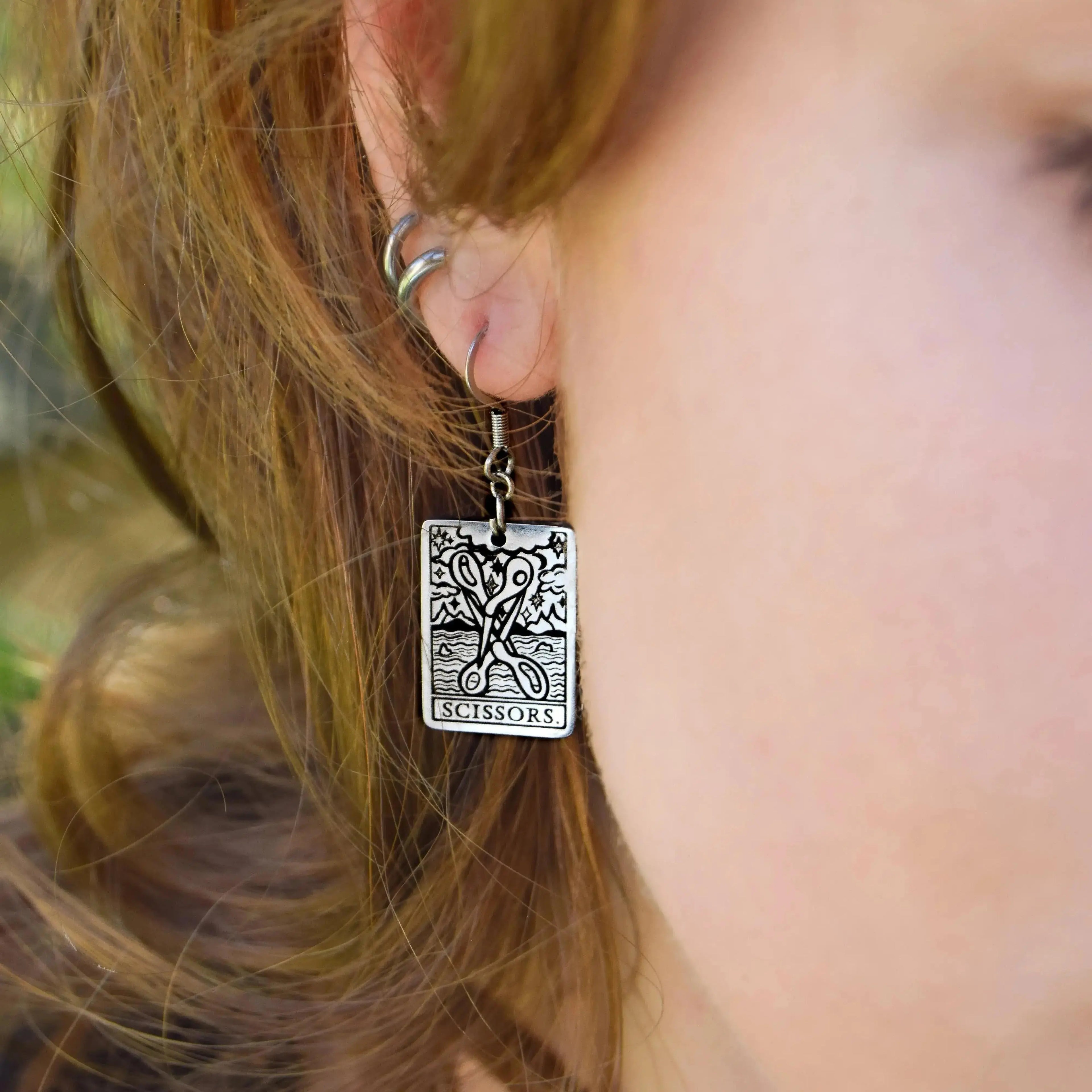 The Scissors Tarot Card Stainless Steel Earrings Leftbians