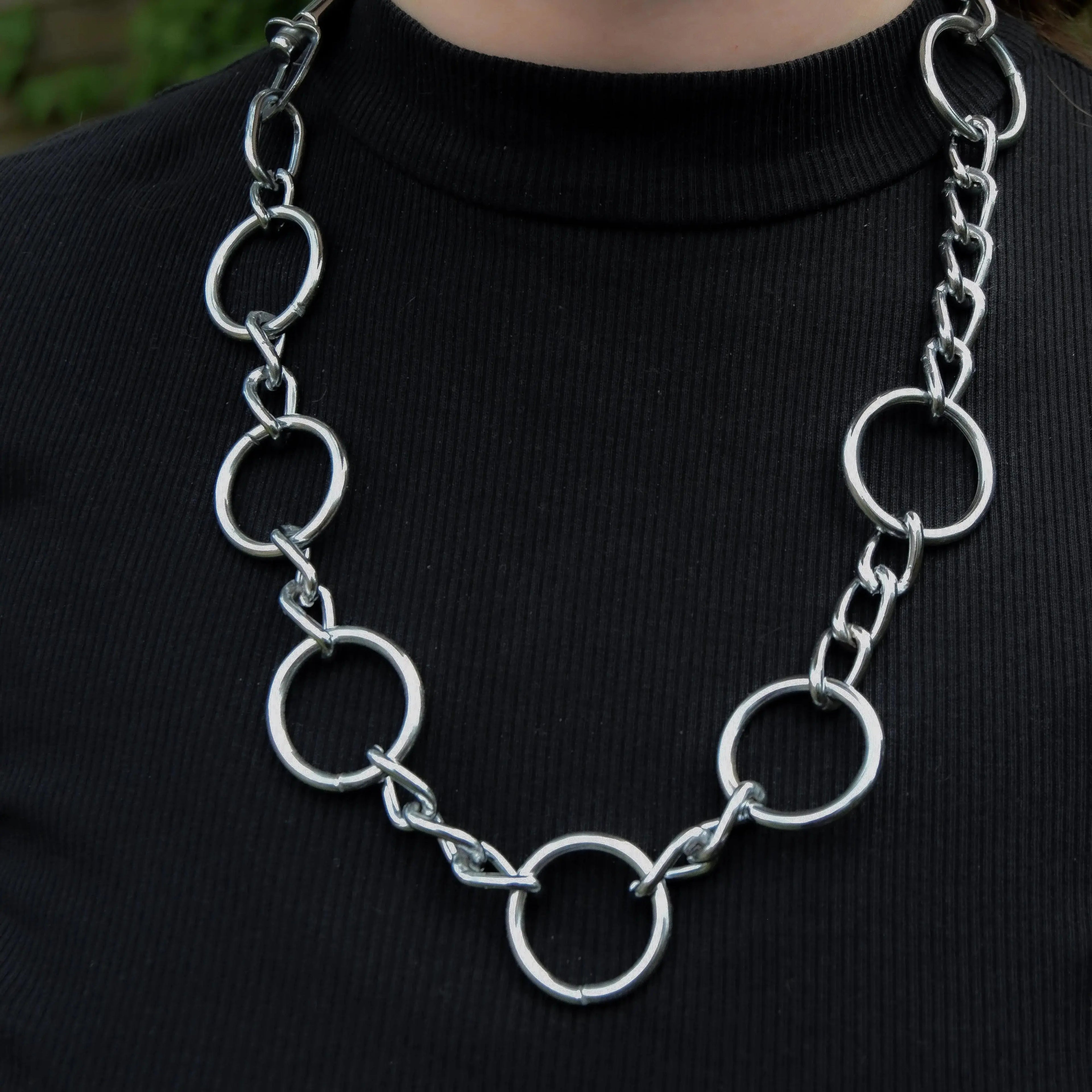 Long Multiple O ring and Chain Jean Chain and Necklace Leftbians