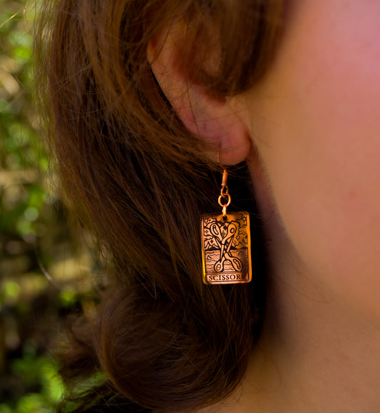 The Scissors Tarot Card Rose Gold earrings